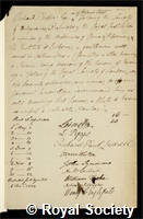 Duppa, Richard: certificate of election to the Royal Society