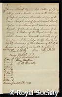 Finch, Thomas: certificate of election to the Royal Society