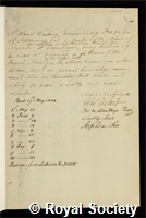 Warburg, Olaus: certificate of election to the Royal Society