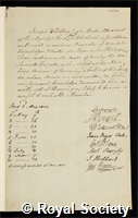 Whidbey, Joseph: certificate of election to the Royal Society