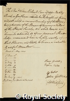 Carr, William Holwell: certificate of election to the Royal Society