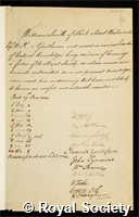 Smith, William: certificate of election to the Royal Society