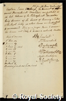 Horsburgh, James: certificate of election to the Royal Society