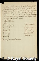 Nicholl, Sir John: certificate of election to the Royal Society