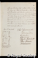 Stirling, Charles: certificate of election to the Royal Society