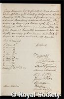Harrison, Sir George: certificate of election to the Royal Society