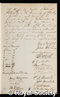 Playfair, John: certificate of election to the Royal Society