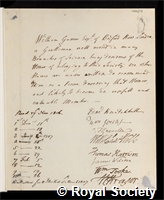 Garrow, Sir William: certificate of election to the Royal Society