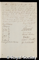 Gell, Sir William: certificate of election to the Royal Society