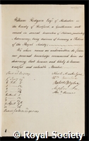 Hodgson, William: certificate of election to the Royal Society