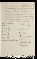 Humphreys, David: certificate of election to the Royal Society