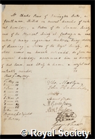 Pears, Charles: certificate of election to the Royal Society