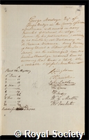 Montagu, George: certificate of election to the Royal Society