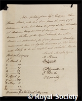 Goldingham, John: certificate of election to the Royal Society