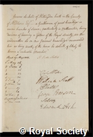 Salis, Jerome de: certificate of election to the Royal Society