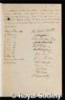 McLeay, Alexander: certificate of election to the Royal Society
