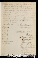 Willan, Robert: certificate of election to the Royal Society