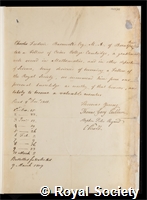 Barnwell, Charles Frederick: certificate of election to the Royal Society