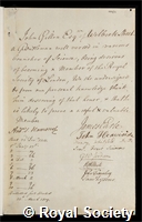 Gillon, John: certificate of election to the Royal Society