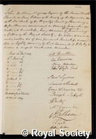 Noguier, John Anthony: certificate of election to the Royal Society