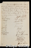 Smith, John: certificate of election to the Royal Society