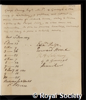 Canning, George, 1st Baron Garvagh: certificate of election to the Royal Society