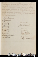 Bickerton, Sir Richard Hussey: certificate of election to the Royal Society