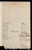 Cotton, Joseph: certificate of election to the Royal Society