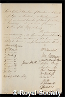 Brisbane, Sir Thomas Makdougall: certificate of election to the Royal Society