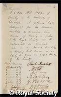 Hope, Thomas Charles: certificate of election to the Royal Society