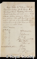 Thornton, Sir Edward: certificate of election to the Royal Society