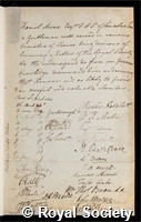 Moore, Daniel: certificate of election to the Royal Society
