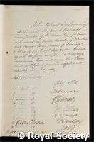 Croker, John Wilson: certificate of election to the Royal Society