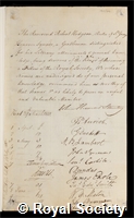 Hodgson, Robert: certificate of election to the Royal Society