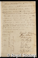 Macartney, James: certificate of election to the Royal Society
