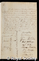 Dealtry, William: certificate of election to the Royal Society