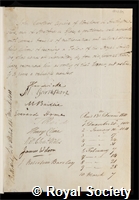 Carstairs, John: certificate of election to the Royal Society