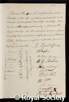 Thomson, Thomas: certificate of election to the Royal Society