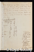 Elliot, John: certificate of election to the Royal Society