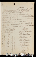 Smith, Sir William Sidney: certificate of election to the Royal Society