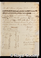 Sampson, Thomas: certificate of election to the Royal Society