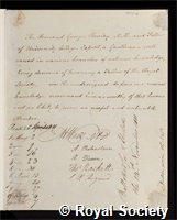 Rowley, George: certificate of election to the Royal Society
