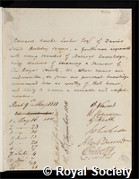 Locker, Edward Hawke: certificate of election to the Royal Society