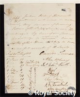 Hooker, Sir William Jackson: certificate of election to the Royal Society