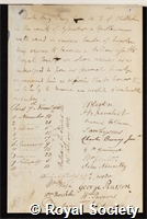 Parry, Charles Henry: certificate of election to the Royal Society