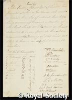 Eardley-Wilmot, Sir John Eardley: certificate of election to the Royal Society
