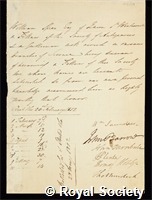 Speer, William: certificate of election to the Royal Society