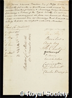 Tomline, William Edward: certificate of election to the Royal Society