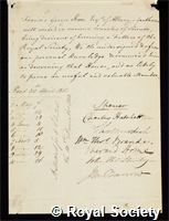 Hare, Francis George: certificate of election to the Royal Society