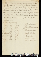 Towneley, Peregrine Edward: certificate of election to the Royal Society